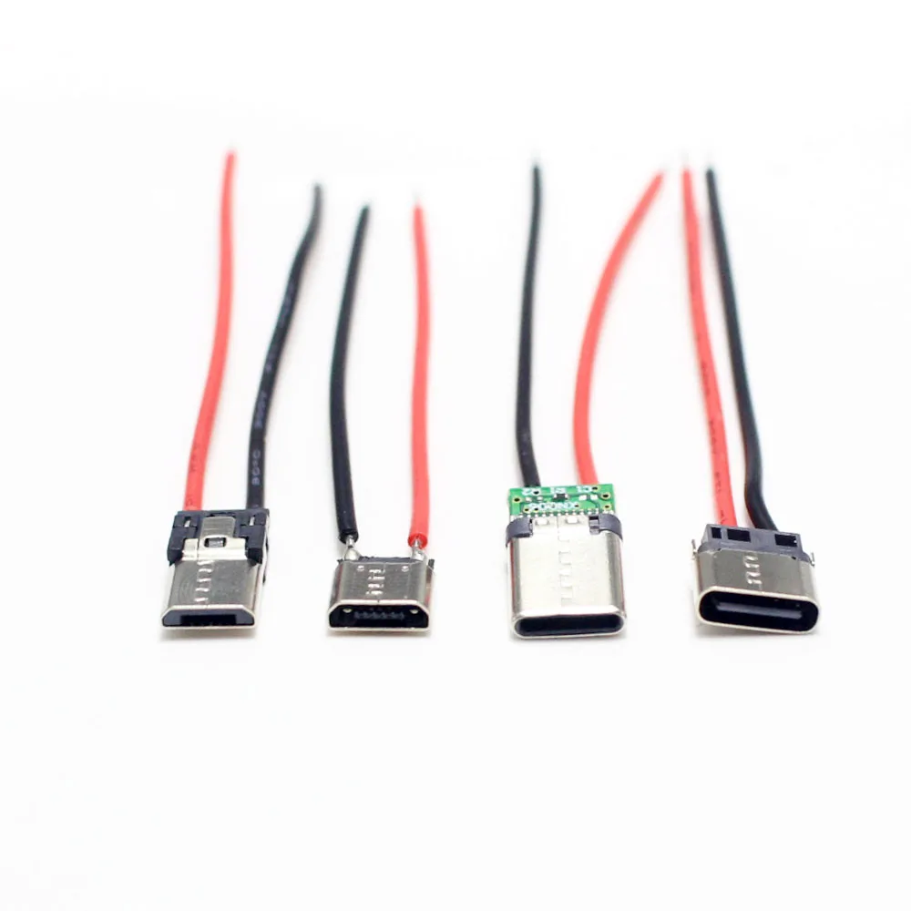 1/3/5Pcs Micro USB Type-C 2Pin Horizontal / Vertical 2P Simple Soldered Male Plug-in Board Quick Charging USB-C Connector