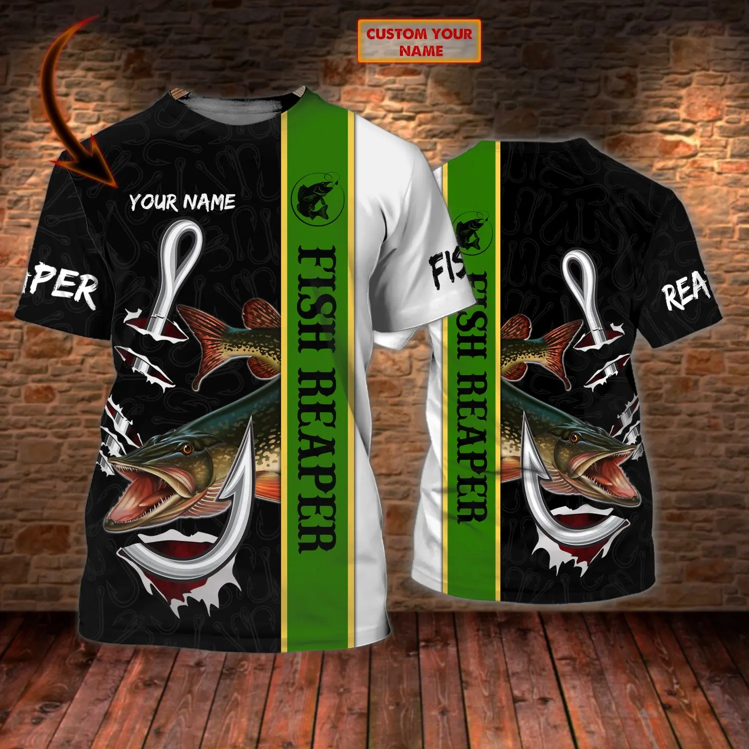 

Pike / Marlin Fishing Personalized Name 3D Over Printed Mens t shirt Cool Summer Unisex Casual Short sleeve T-shirt Comfortable