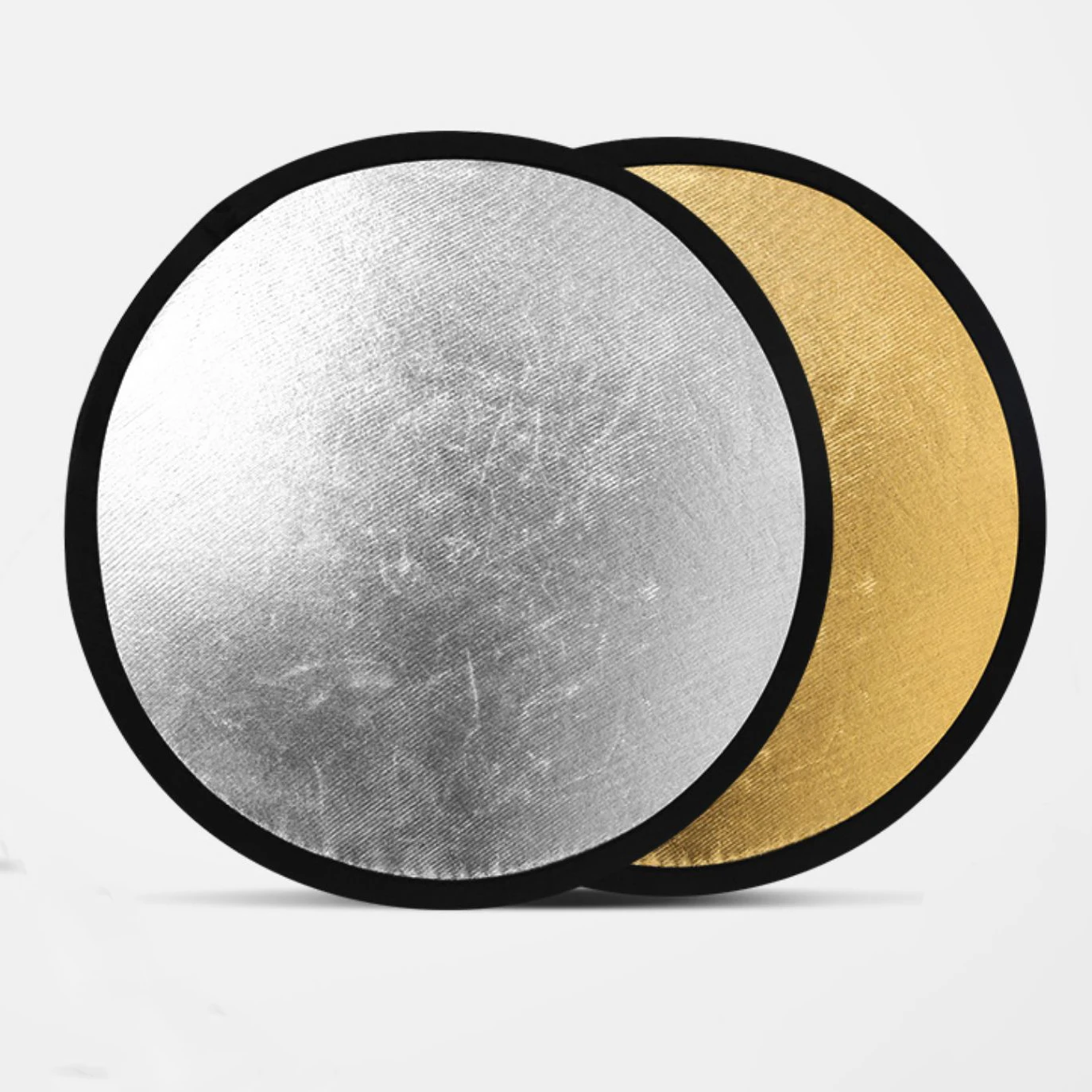 Reflektor reflektif 30cm, genggam 2 In 1 Multi cakram fotografi Studio foto Oval saku dapat dilipat portabel putih perak emas