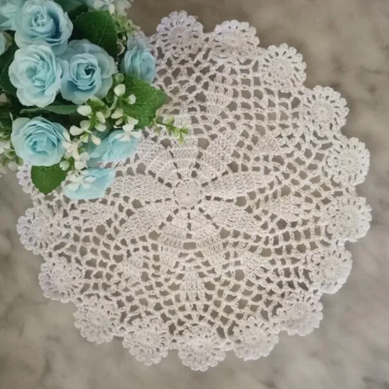 HOT Lace Round Cotton Dining Table Place Mat Pad Cloth Crochet Placemat Cup Mug Wedding Tea Coaster Handmade Drink Doily Kitchen