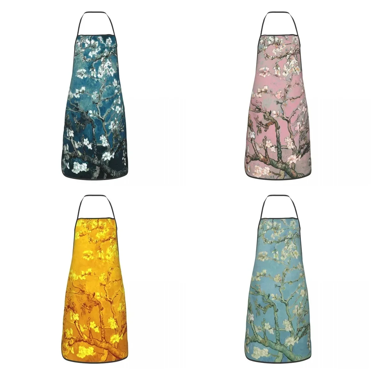 Ван Гог, фартук нагрудник с цветком миндаля для женщин и мужчин, унисекс, кухня, шеф-повар, цветы, живопись, стол, кухня для приготовления пищи, выпечки, садоводства