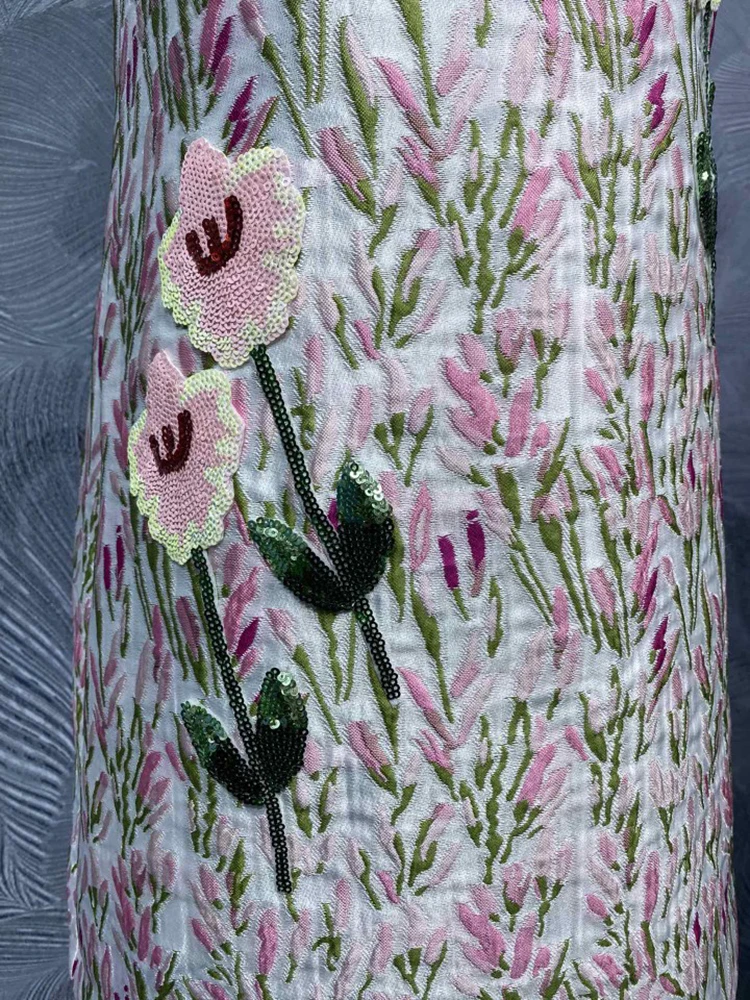 DLDENGHAN Vestido sin mangas con cuello redondo y apliques de lentejuelas para mujer, chaleco de Jacquard Vintage, moda de primavera, nuevo