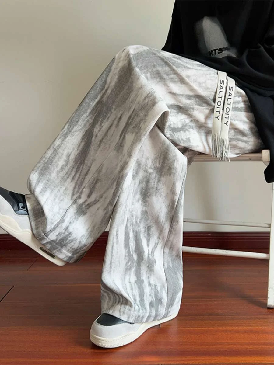 

Американские повседневные брюки с принтом тай-дай, мужские уличные осенние свободные широкие брюки, тонкие прямые спортивные длинные брюки