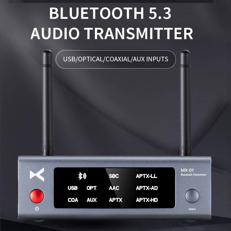 Imagem -02 - Transmissor de Áudio Transmissor Bluetooth 5.3 Usb Coaxial Opcional Entradas Aux 100 Metros de Transmissão Bt5.3 Xduoo-mx01