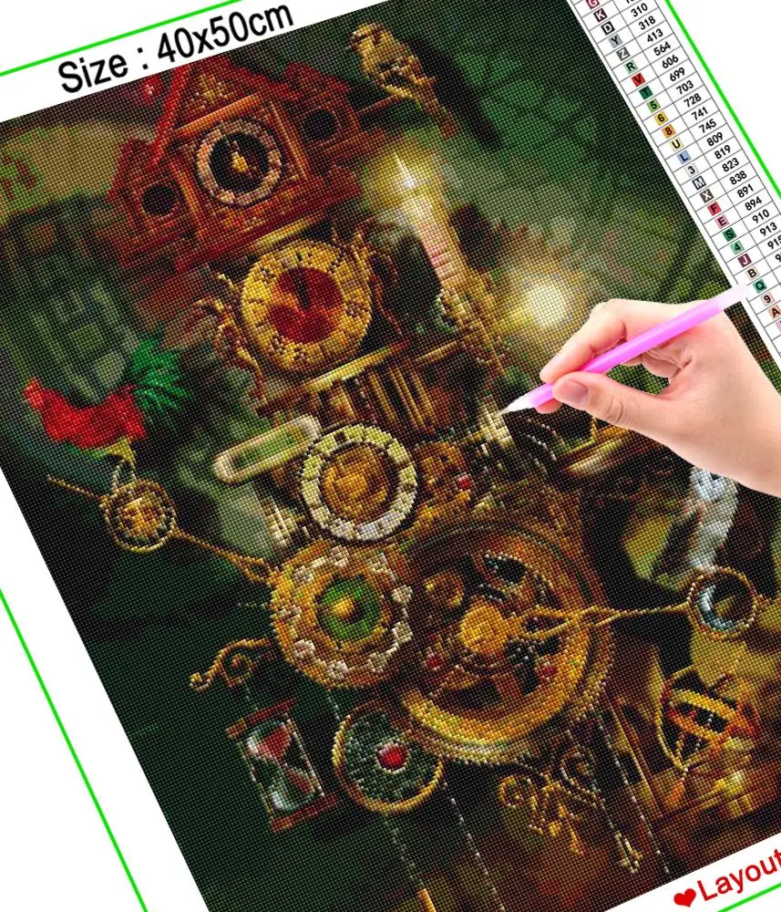 DIAPAI 5D Diamond Painting Full Square/Round "Clock scenery" Picture Of Rhinestone DIY Diamond Embroidery Home Decor A26320 - view 2