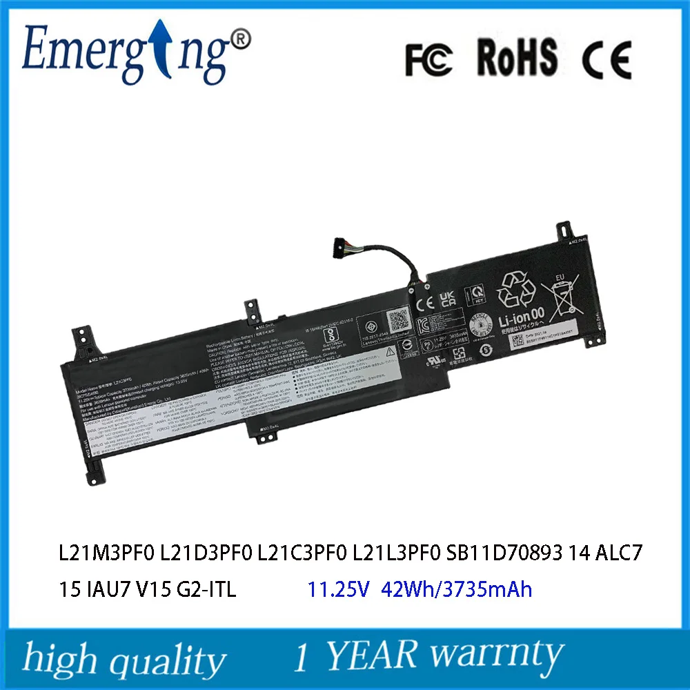 Bateria L21c3pf0 do Portátil de 11.25v 42wh para Lenovo Ideapad 14 Alc7 15 Iau7 V15 G2-itl Séries L21d3pf0 L21c3pf0 L21l3pf0
