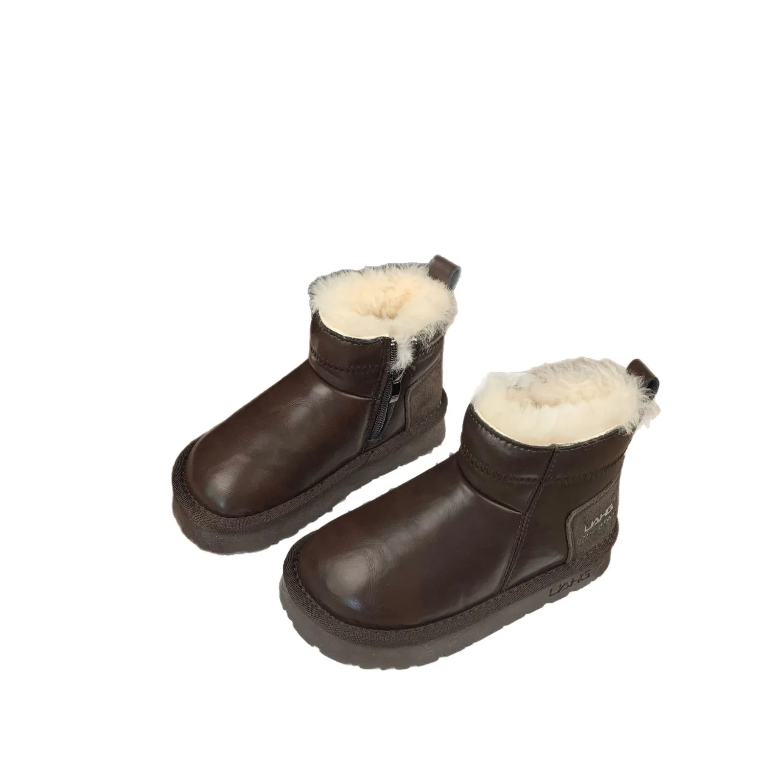 

Новые зимние детские модные универсальные флисовые кожаные ботильоны для мальчиков и девочек, детские нескользящие зимние ботинки для малышей