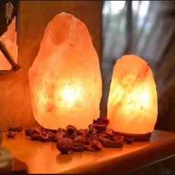 Himalayan Salt Lamp 7 Colors USB Wooden Base Salt Light for Health Salt Night Light Table Lamp for Indoor Bedside Lighting