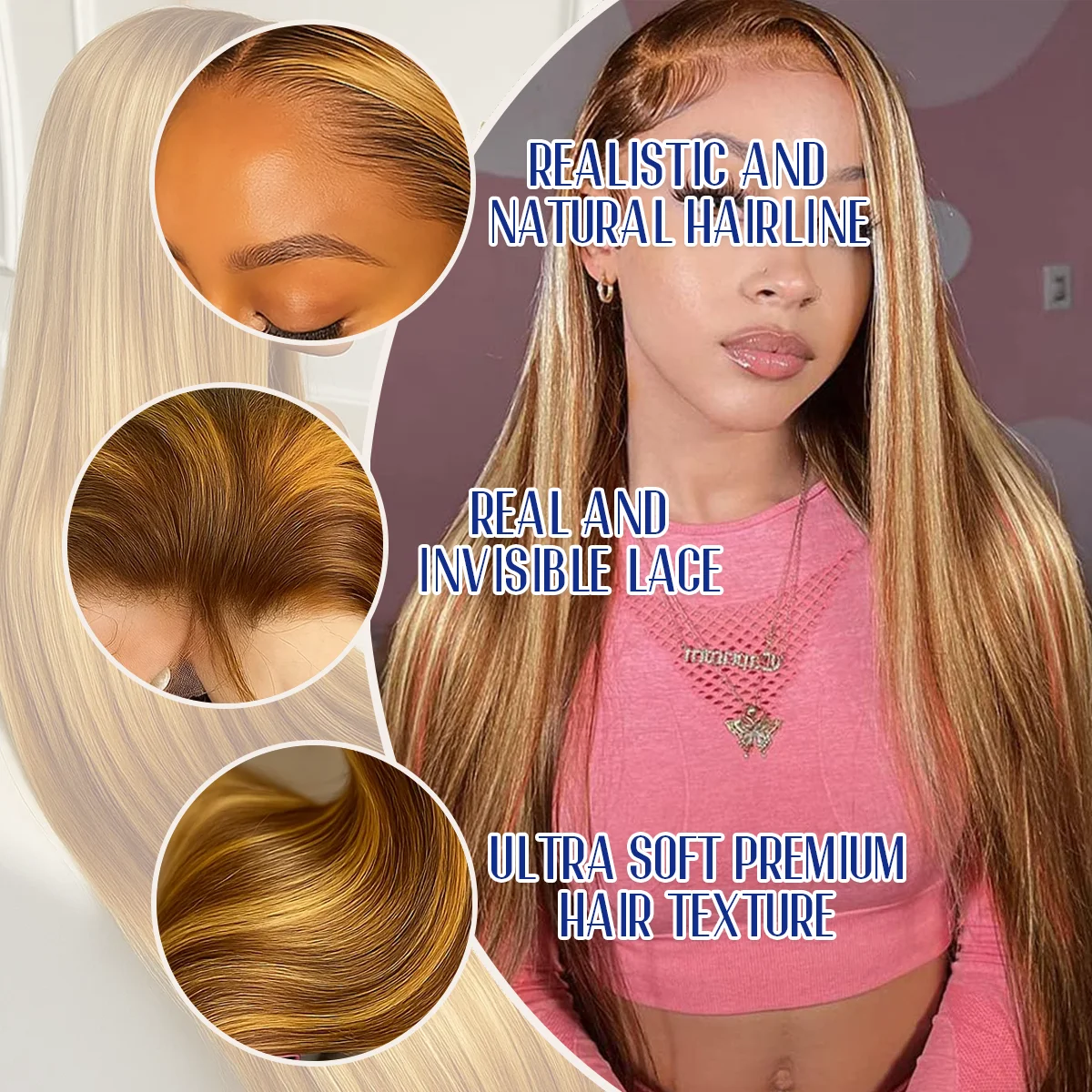 P4/27 Human Hair Wigs Highlight 200% Density 40 Inches 13x6 13x4 HD Transparent Lace Frontal Wig Bone Straight Piano Color Brazilian Hair Pre Plucked For Women