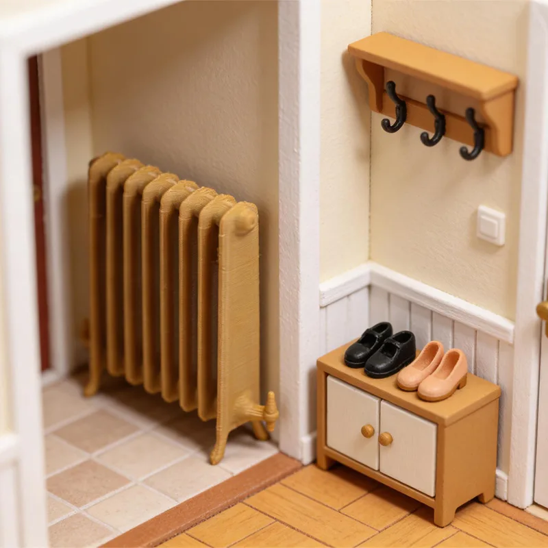 

1:12 Scale Dollhouse Miniature Vintage Radiator, Mini Heating Model for Entryway Scene Decor,Diorama Accessory&Pretend Play Toy