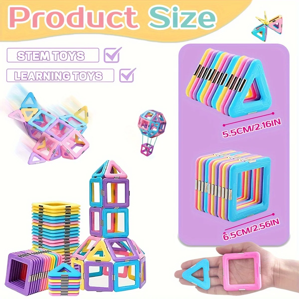 مجموعة ألعاب مكعبات بناء مغناطيسية كبيرة، لون معكرون مبتكر، هدايا إبداعية لعيد الميلاد/عيد الميلاد/العام الجديد للأولاد والبنات