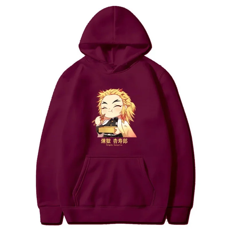 

Women's Long Sleeves Anime Demon Slayer Kimetsu No Yaiba Cute Rengoku Kyoujurou Printing Hoodies Unisex Autumn Winter Fleece Swe