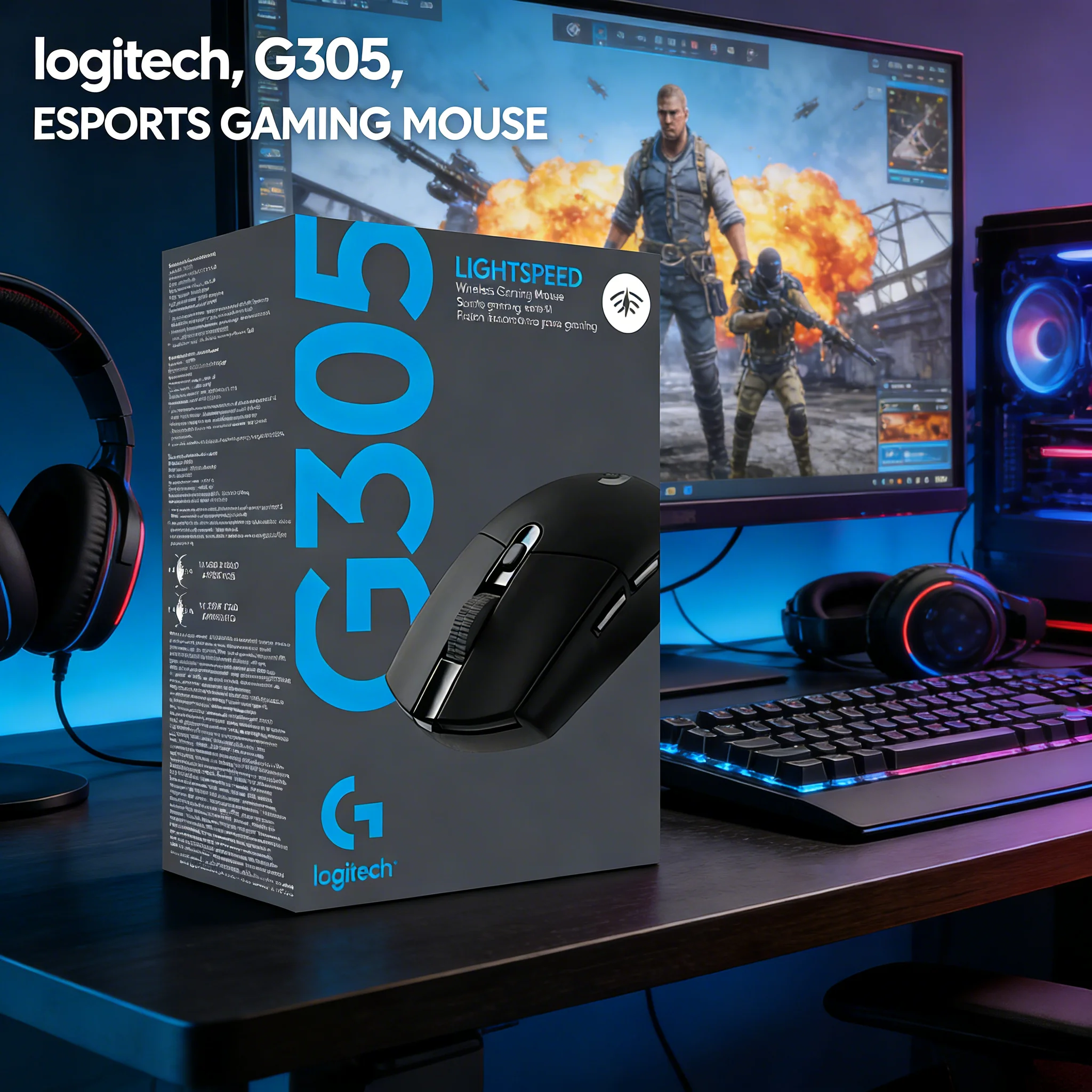 

Беспроводная игровая мышь Logitech G305 с сенсором HERO 12000 DPI, 6 программируемыми кнопками, 250 часами автономной работы, легким весом 99 г и технологией LIGHTSPEED