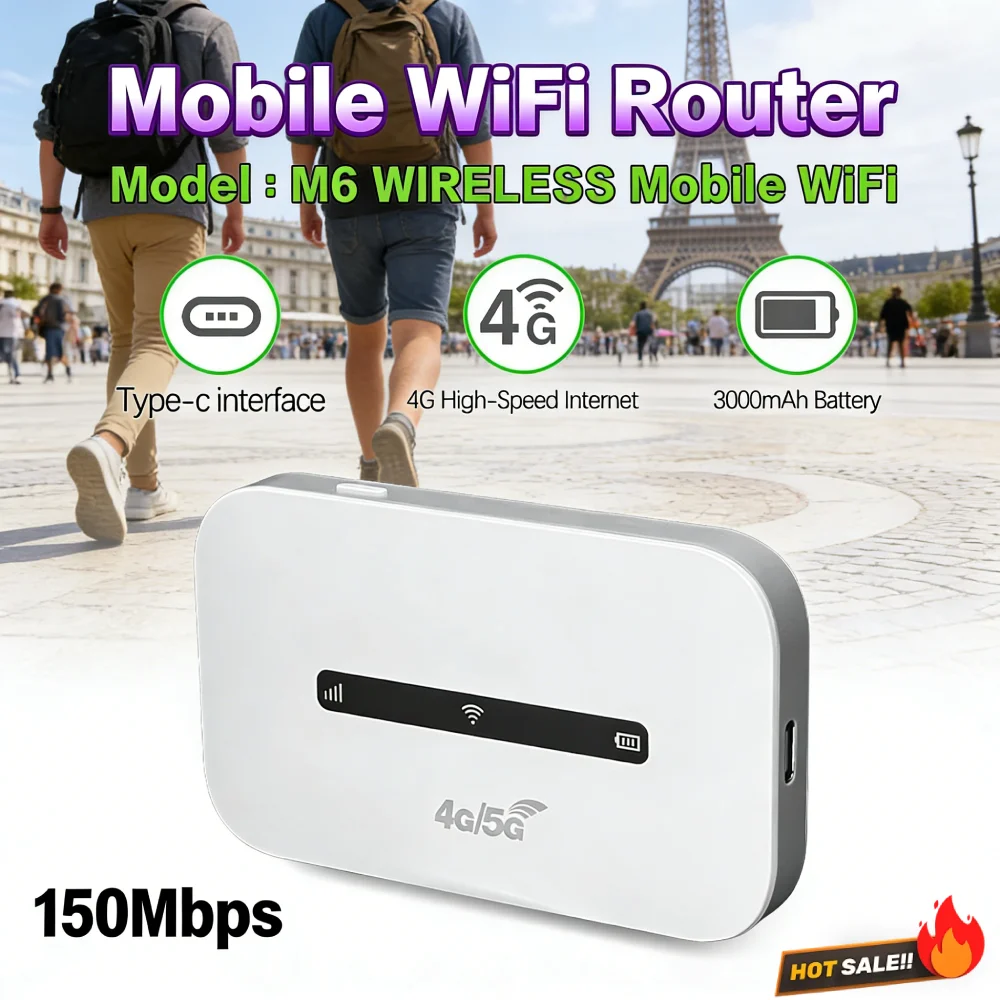 4G LTE Mobile WiFi Router Support 8 To 10 Users 150Mbps Portable WiFi Hotspot with SIM Card Slot Modem Router for Car Travel