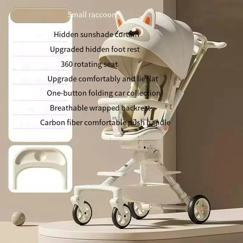 

Lightweight Stroller High Landscape Newborn Travel Stroller Foldable Two-way Swivel Seat Four Shock Absorption Baby Stroller