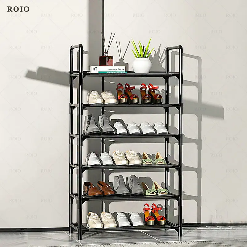 Simple Metal Shoe Rack Spray Paint Iron Tube Frame Shoe Shelf Portable Home Dorm Easy Assembled Shoe Organizer Stand Holder