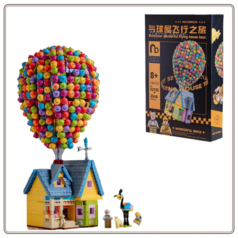 

New Disney Building Blocks Balloon House Flying Tour Assembled Small Particles Street Model Children's Toys Ornaments Gifts