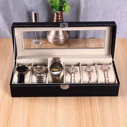 DELESYS Classic Style 2/3/4/5/6/8/10/12/20 Slots PU Leather Watch Display Case Organizer Jewelry Storage Box With Glass Top
