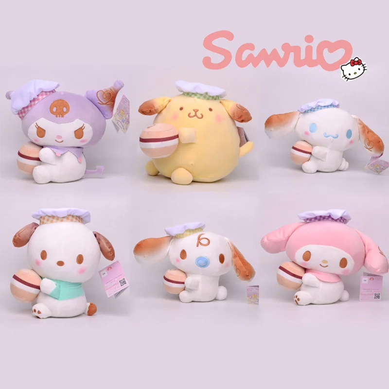 Sanrio Cartoon Pluche Speelgoed Kitty Cinnamoroll Brood Chef-Kok Serie Zacht Benauwd Sierkussen Kawaii Kamer Decoratie Pop Kids Cadeau