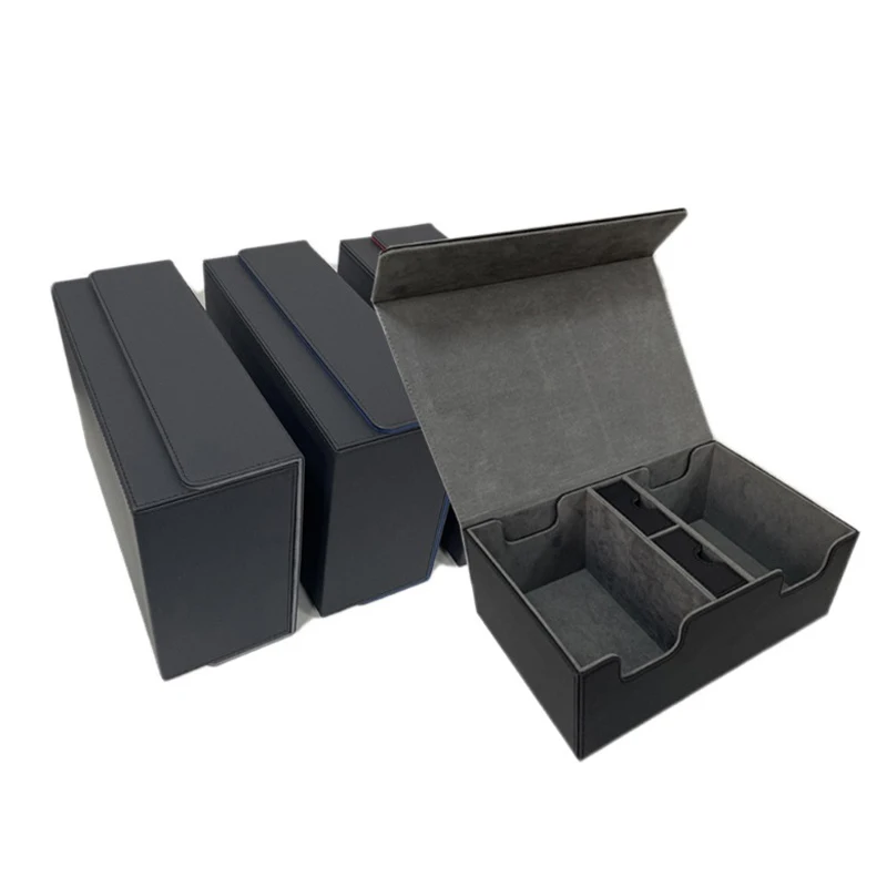 

Коробка для колоды коллекционных карточек, многофункциональный чехол для хранения карточек из искусственной кожи, держатель с двумя отделениями, вмещает до 400 карт