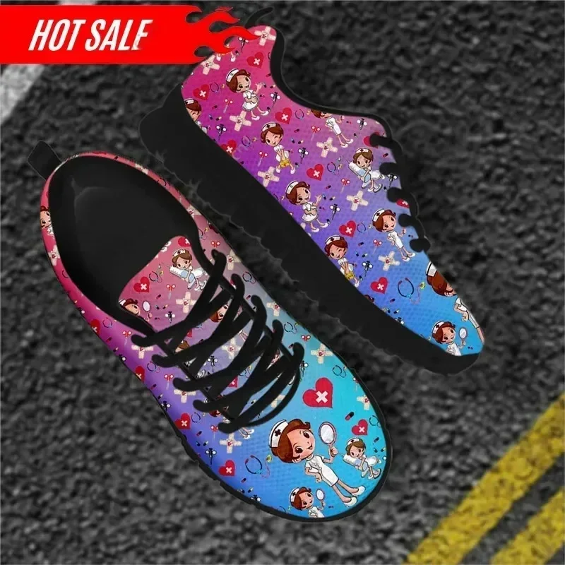 Women's Plus Size Nurse Shoes Lightweight Non-Slip Flats Cute Nurse Girls Medical Healthcare Design Casual Sneakers view 3