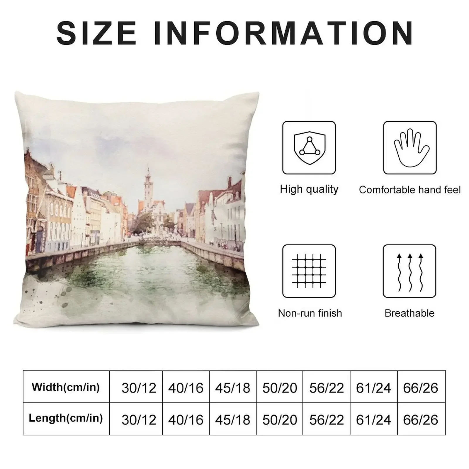 watercolor Bruges old Town Throw Pillow Decorative Sofa Cushions luxury throw pillow covers pillow pillowcase