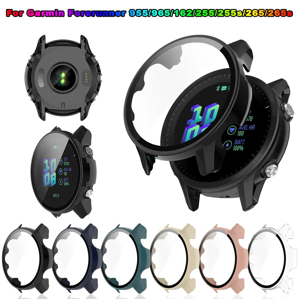 Protective PC Watch Case For Garmin Forerunner 965 955 265 265S 165 255 255S Tempered Glass Film Bumper Cover Screen Protector