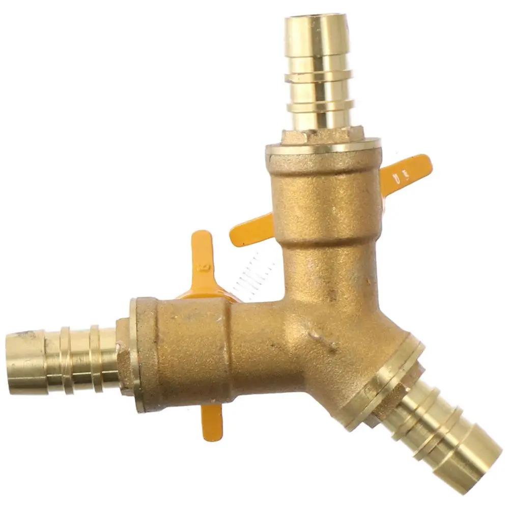 11mm Hose Barb Shut Off Ball Valve Durable 2 Switch Brass Ball Valve Adapter 3 Way Y Shaped Valve Fuel Gas Water Oil