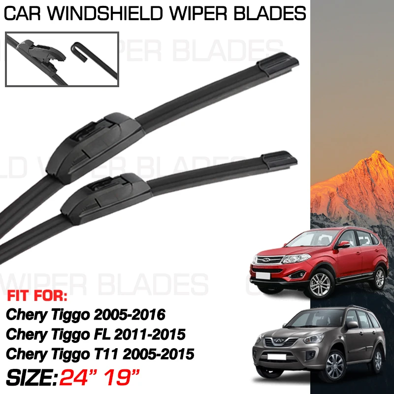 2x Wiper Blades For Chery Tiggo 3 Chery J11 Vortex Tingo 2005-2016 Chery Tiggo FL 2011-2015 Chery Tiggo T11 2005-2015 Accessorie