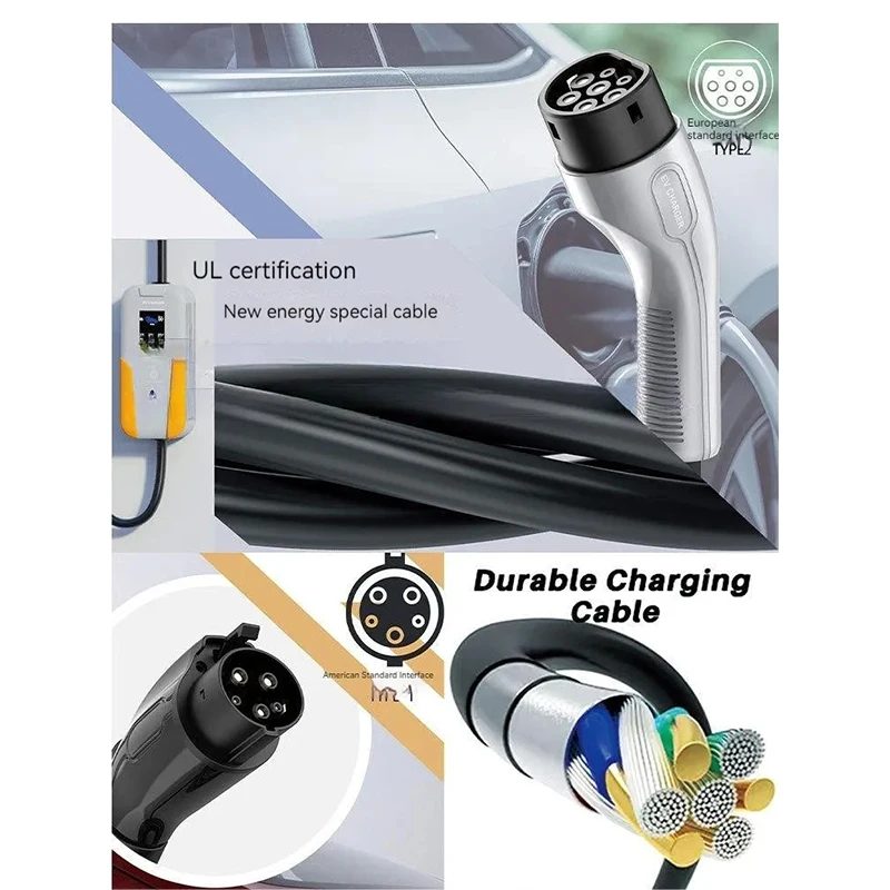 Sukflow-Chargeur portable EV, Type 1, 7,0 kW, Courant réglable, 16 A, 24 A, 32A, SAE J1772, Wallbox standard pour véhicule électrique, voiture