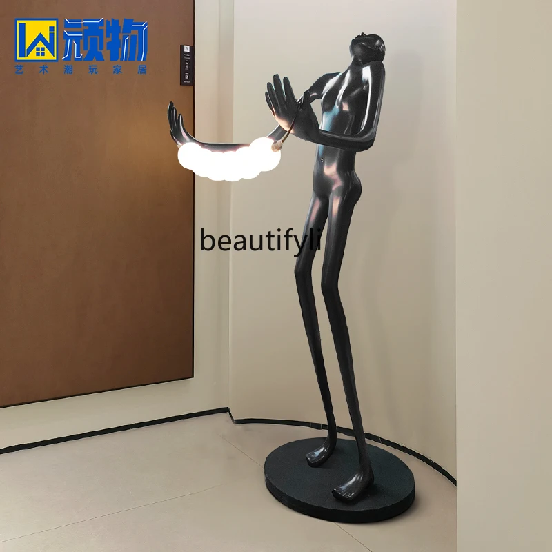 Nordic humanoid art sculpture floor-to-ceiling hugging home exhibition hall window floor-to-ceiling ornament