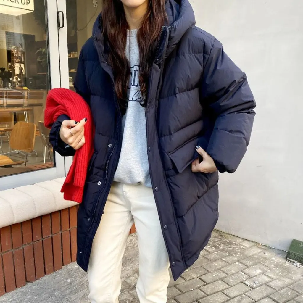 

Women's Mid-Length Hooded Cotton Outwear Trendy Korean Style Warm Thickened Bread Waist Workwear Fashionable Spring Autumn