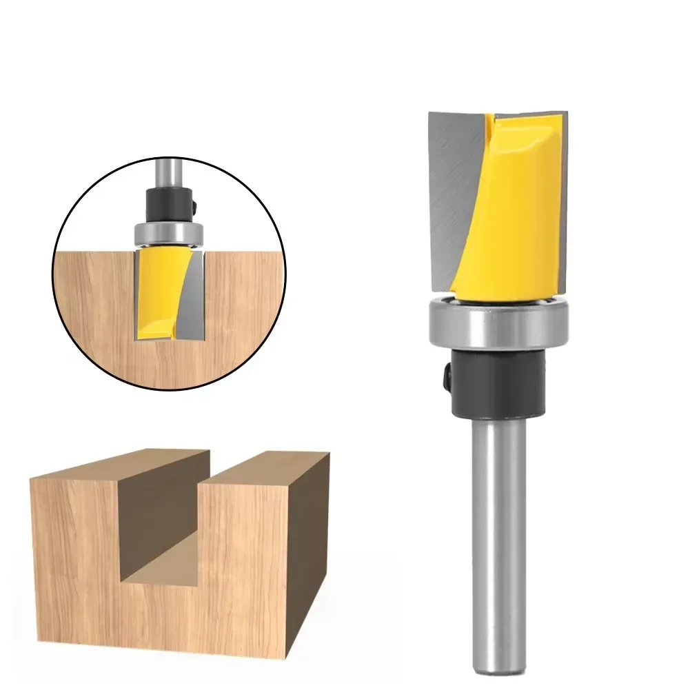 1 Stück 1/4 Zoll (6,35 mm) 6 mm Schaft Fräser Holzfräser für Scharniere und Zierleisten, gerader Schaftfräser, Trimmer, Reinigungs- und Bündigfräser