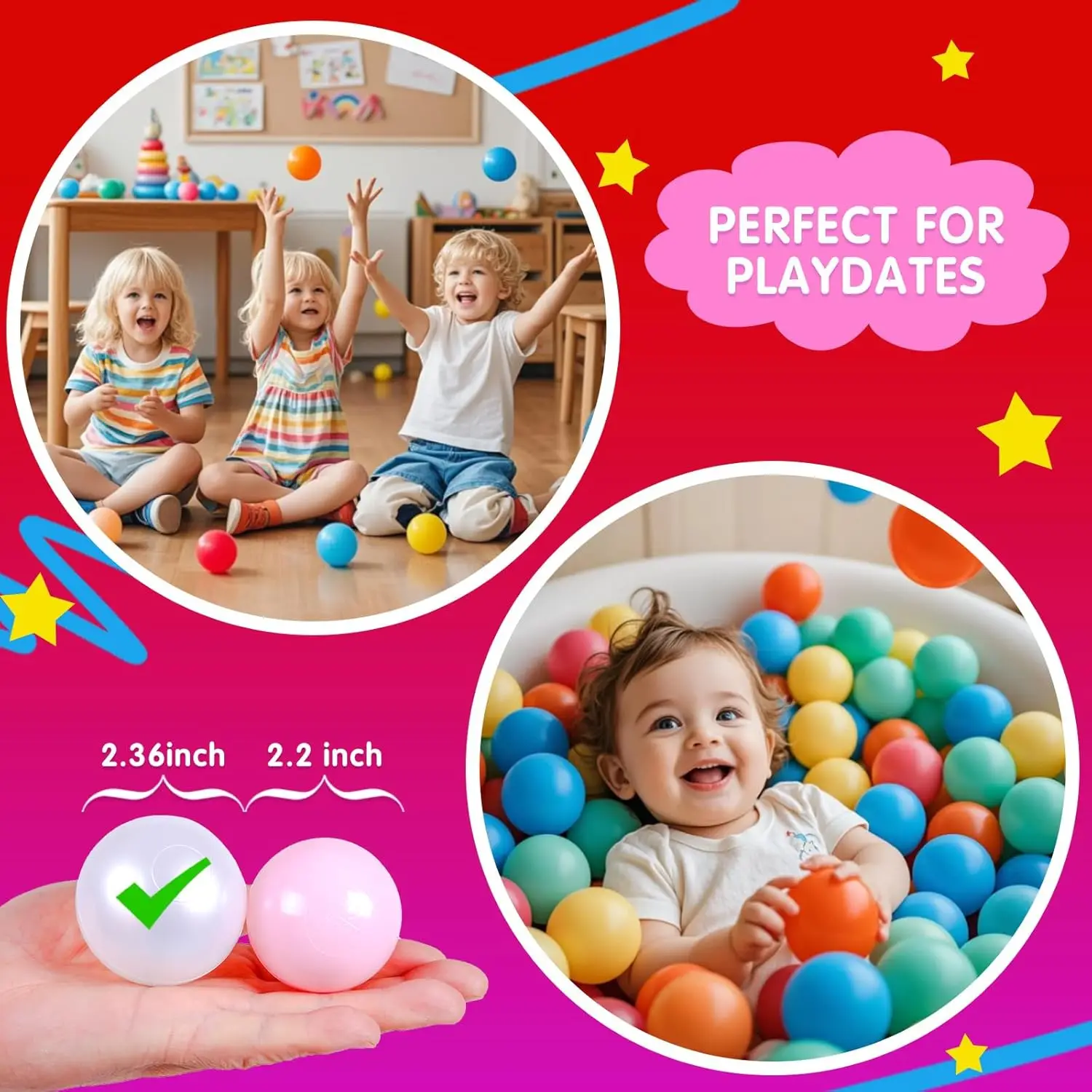 Bolas de piscina, té de la leche, Beige, blanco perla, blanco, 2,36 pulgadas, 100 pelotas de juego, bolas de plástico para piscina, casa de juegos, parque infantil, decoración de fiesta
