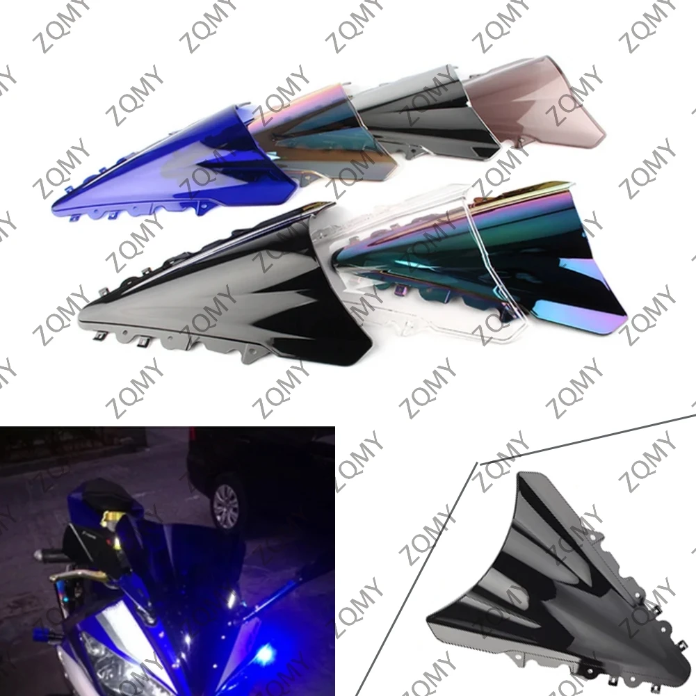 Parabrisas de plástico ABS para motocicleta, doble burbuja para Yamaha YZF R15 2014 2015 2016 / YZF-R15 14 15 16