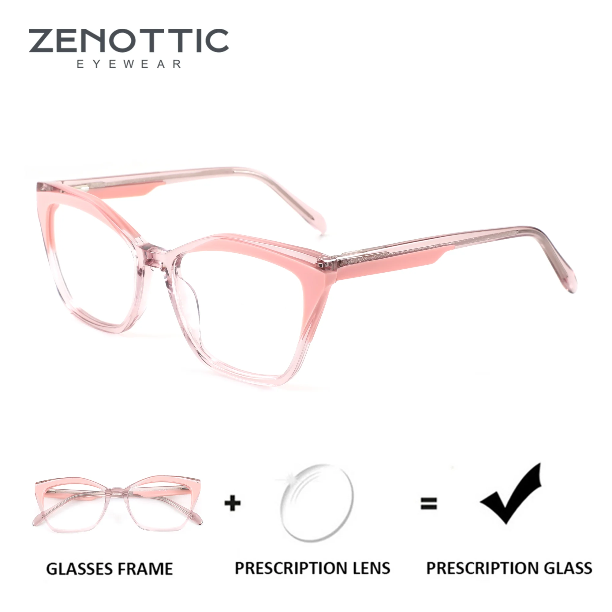 

ZENOTTIC (размер S) ацетатные очки ручной работы по рецепту для женщин, оптические очки для близорукости-бабочки, фотохромные очки