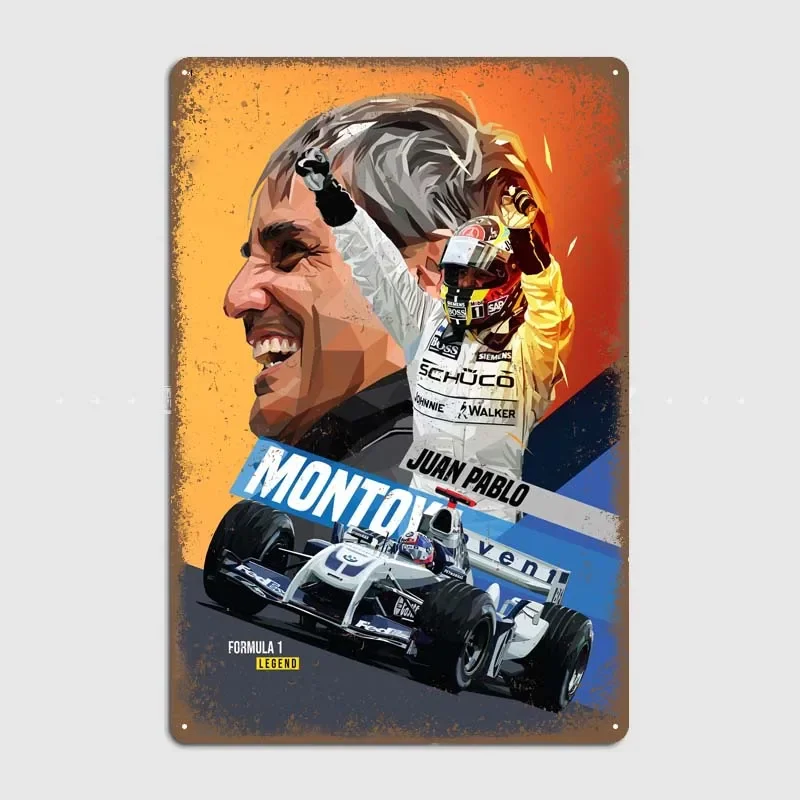 Juan Pablo Montoya Room Decoration Metal Signs Vintage Garage Bar Decor Retro F1 Art Mural Man Cave Home Decor Items Poster Wall