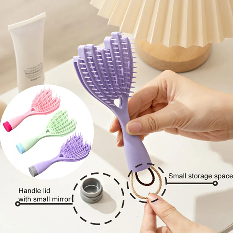 Hairdressing Styling Comb Hollowing Out Massage Comb Portable Curly Hair Brush