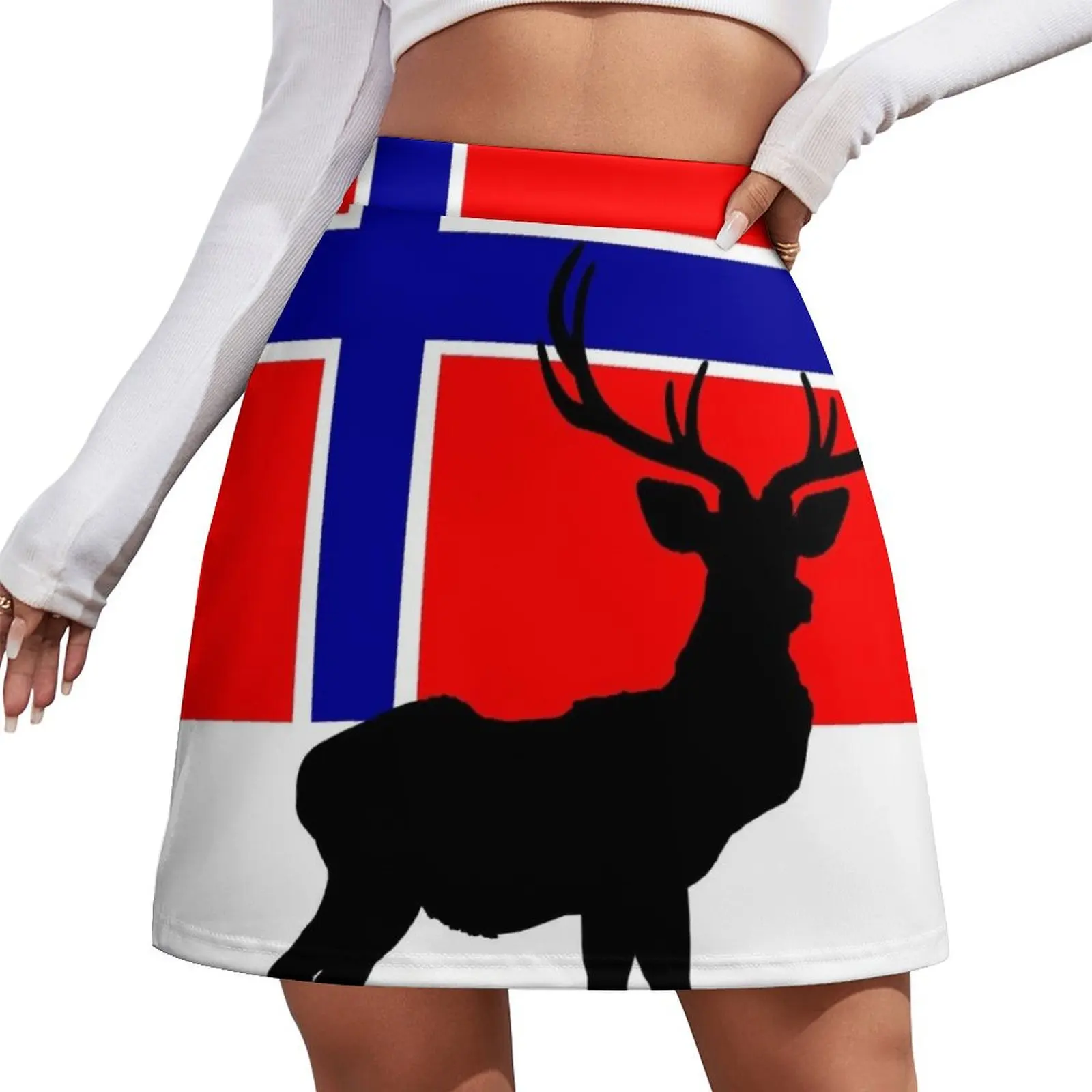 

Norwegian Flag with Caribou / Reindeer Silhouette by Orikall Mini Skirt outfit korean style modest skirts for women Mini Skirt
