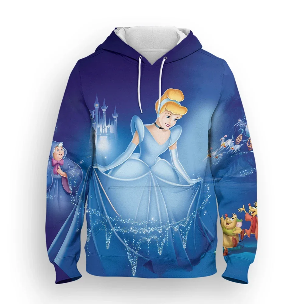 Disney Princess Hoodies Cinderella Cartoon Anime 3D Print Streetwear Men Women Fashion Sweatshirts Hoodie Kids Pullovers Clothes