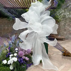 100cm Pleated Organza Handmade Yarn Floral Fabric Background Wedding Decor Party Stage Style Christmas Halloween Decor for Home