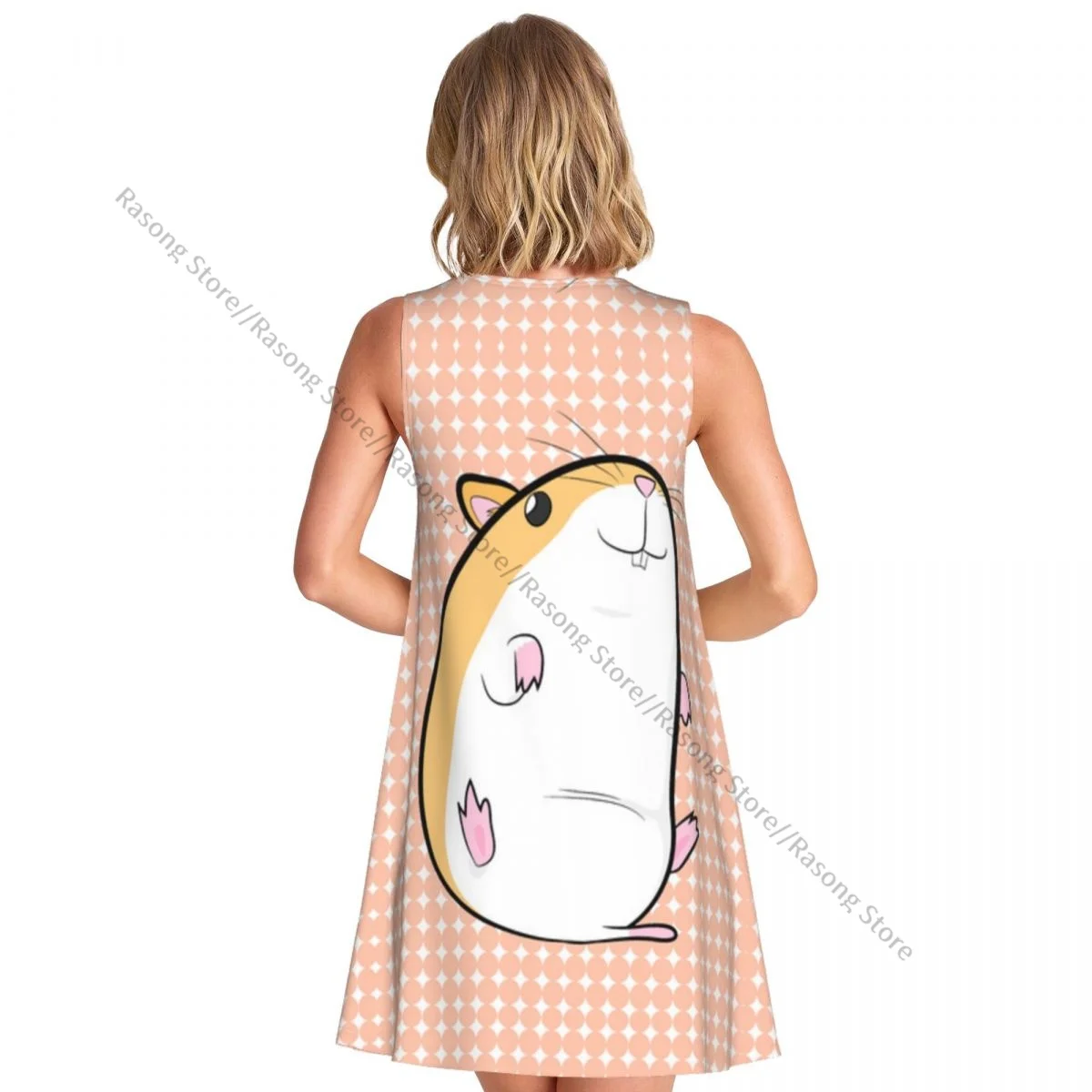 Women's Dress Cute Hamster Background Summer Casual T Shirt Beach Cover up Tank Dress