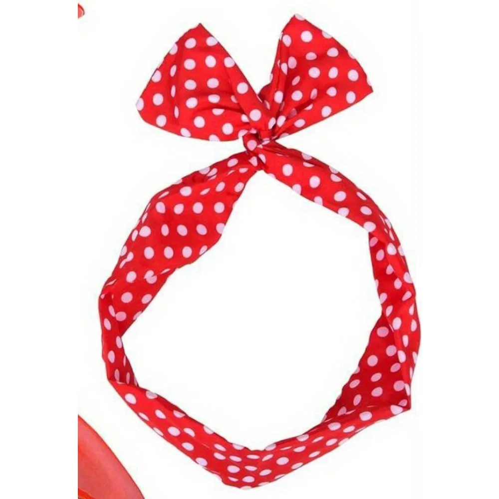 طقم إكسسوار زي بنمط PESENAR-Polka Dot للنساء ، نظارات عتيقة 50 ، أقراط من 50 ، ربطة رأس ، وشاح ، 4 #5