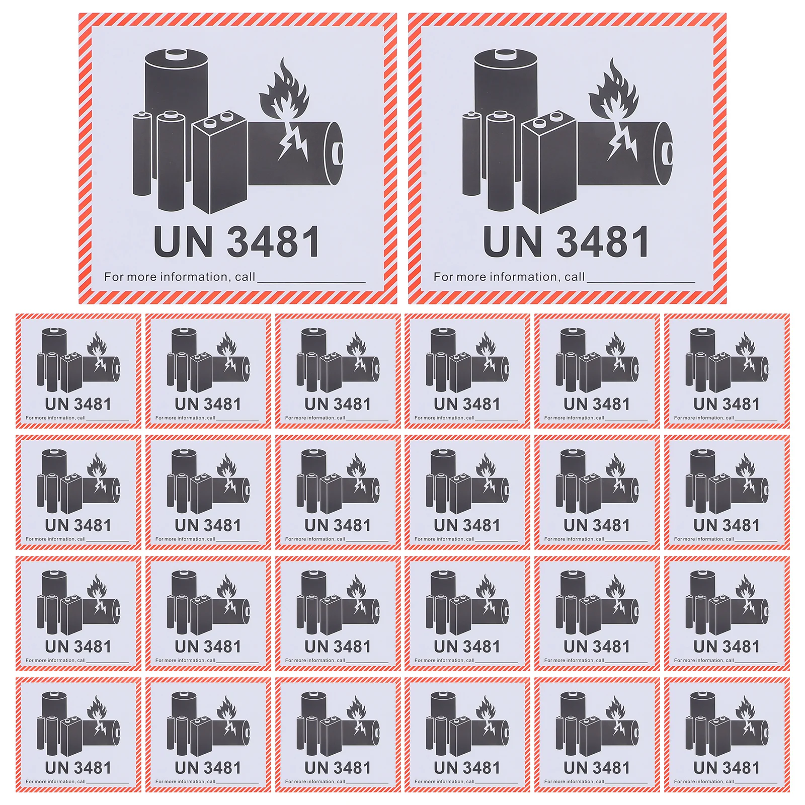 

100 Sheets Fireproof Labels for Lithium Batteries 120x110mm Shipping Caution Stickers UN3481 Safety Warning Tags