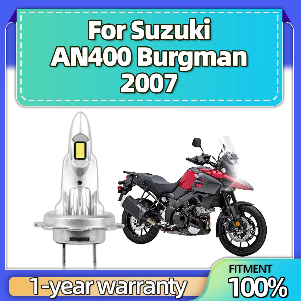 For Suzuki AN400 Burgman 2007 Quick Start 1PCS Canbus LED Motorcycle Headlight High/Low H7 All In One Design 12V 15000LM