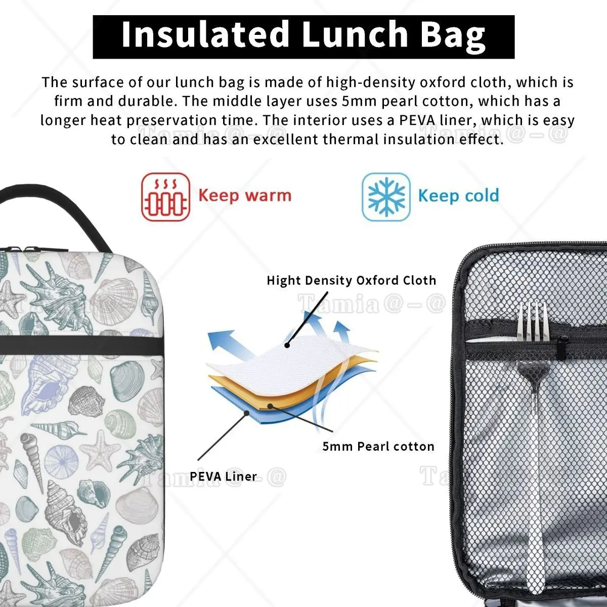 Sea Creatures Sea Turtle Shell Starfish Insulated Lunch Bag for Women Children Portable Food Boxes Thermal Lunch Box Tote