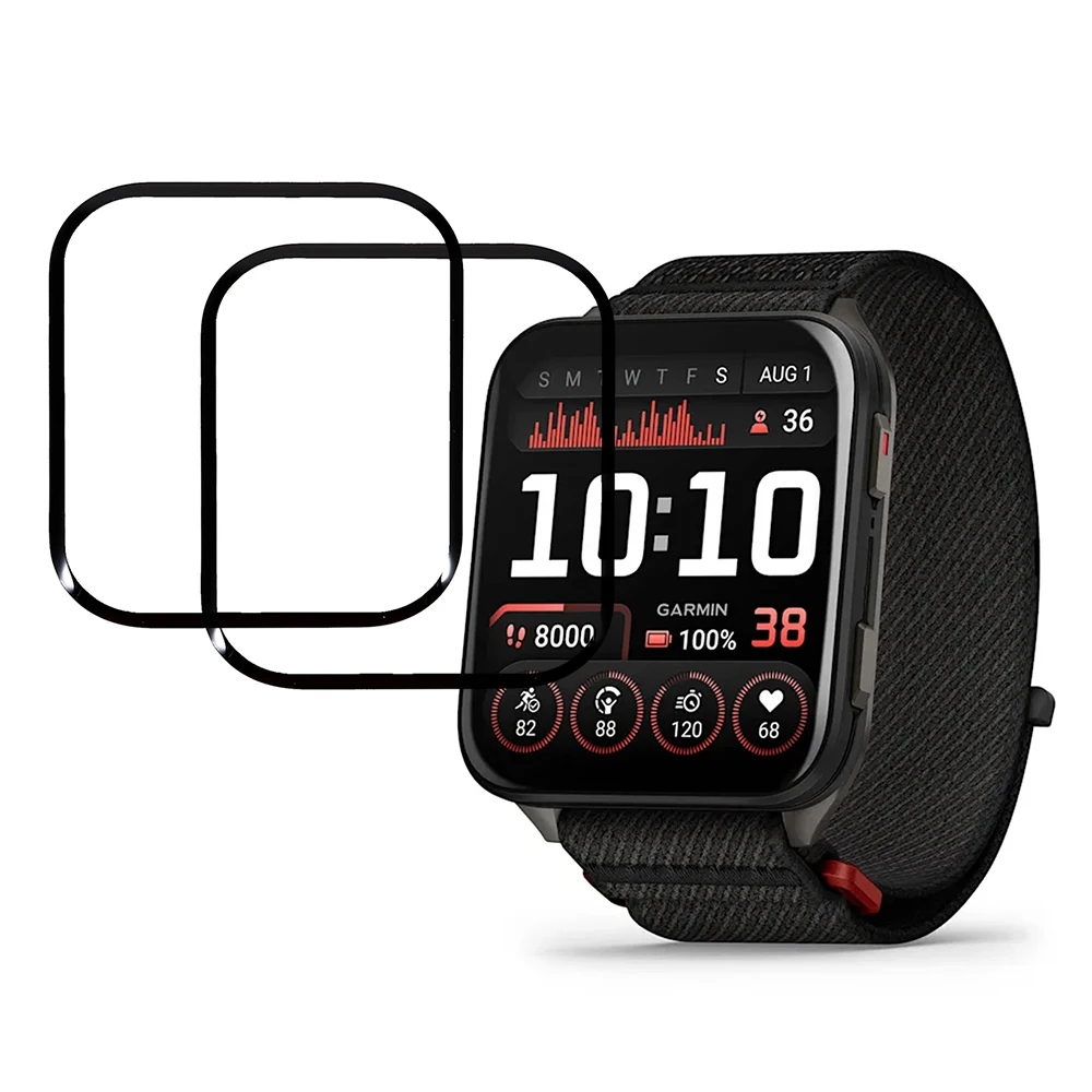 

2 шт./упак. для Garmin Venu X1 Защитная пленка для экрана Smart Watch HD Прозрачная пленка из ПММА (черный край)