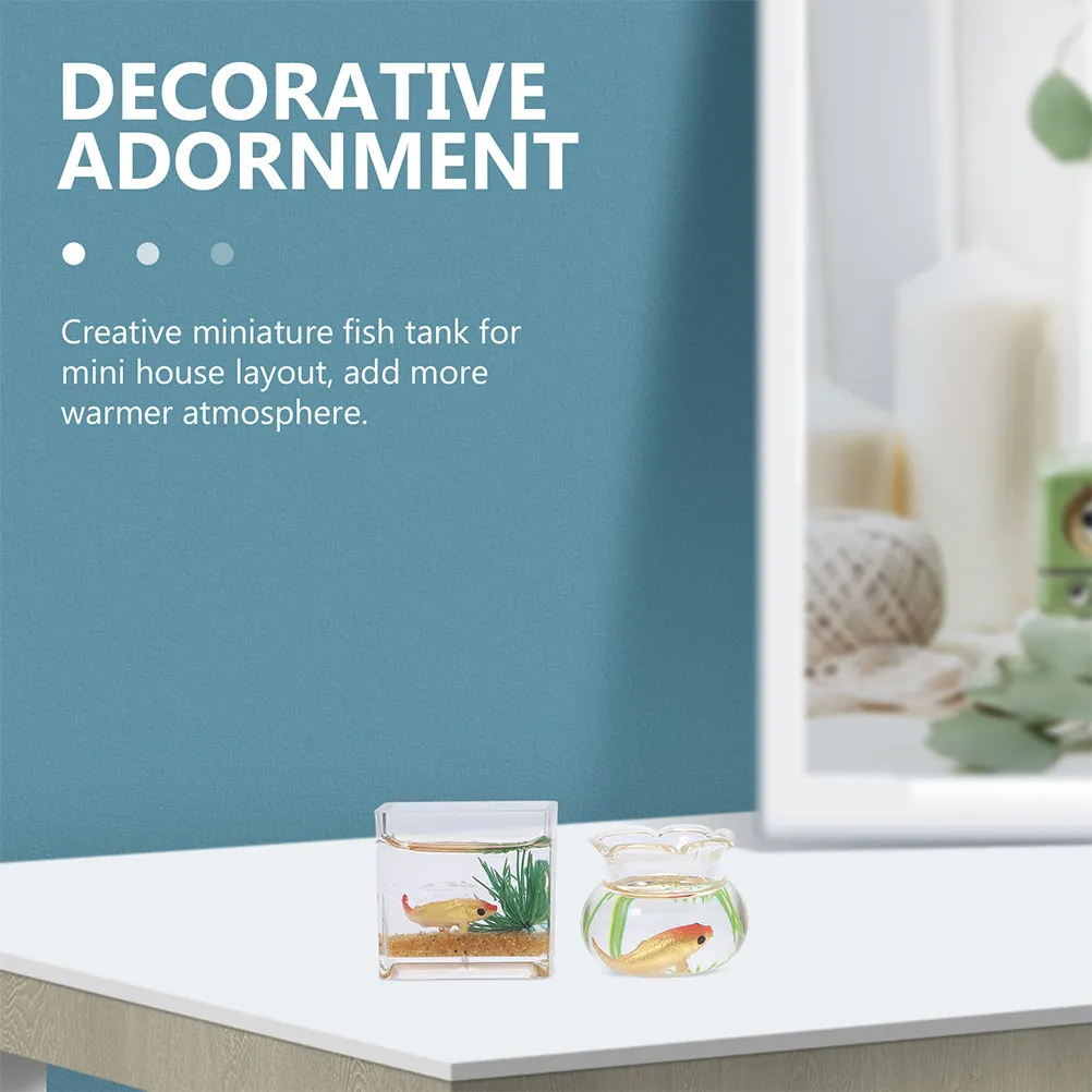 

4Pcs Tiny Koi Goldfish Bowls Realistic Miniature Fish Bowls for 1:12 Micro House Landscape Desk Table Decor Tiny Things