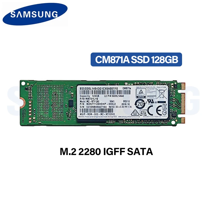 

Samsung CM871a SSD 128GB NVMe Hard Drive HDD Hard Disk M.2 2280 NGFF SATA Internal Solid State Drive for Laptop PC