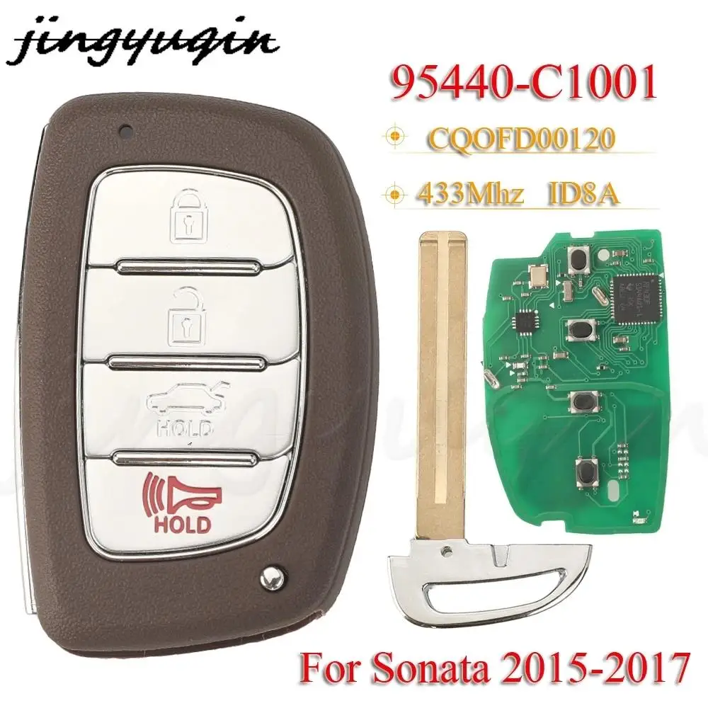 

JYQ Для Hyundai Sonata 2015-2017 Автомобильный ключ-брелок с дистанционным управлением, P/N: 95440-C1001, Fccid CQOFD00120, 4 кнопки, выкидной, 433 МГц, чип 8A